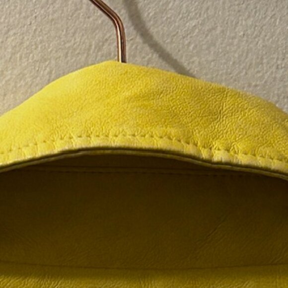 Avec Les Filles Bright Yellow Relaxed Lined Vegan Leather Boho Moto Zip Jacket - Picture 13 of 16